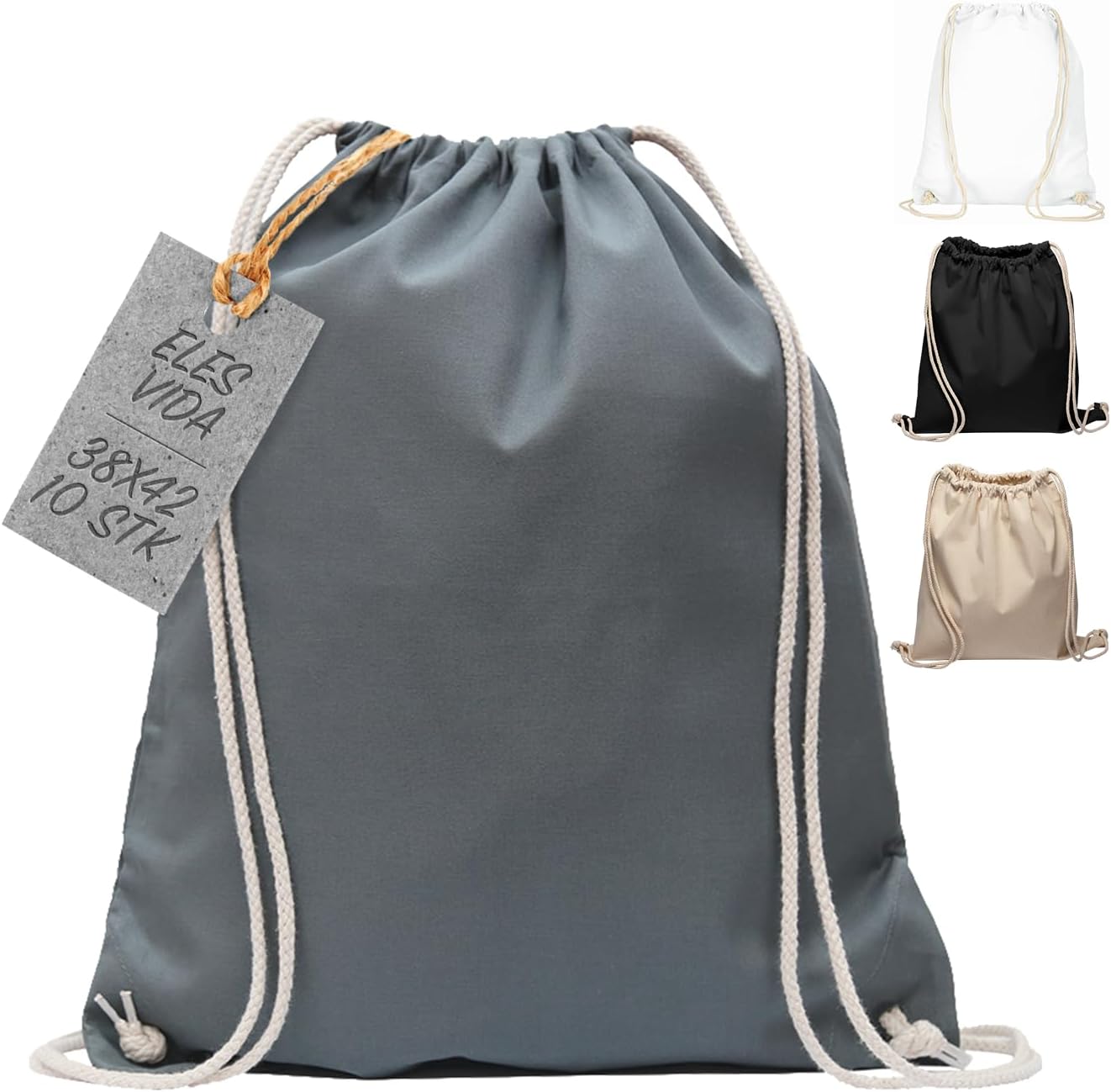 Sportbeutel mit Kordelzug — unisex, für Kinder, 10 Stück, 38 × 42 cm