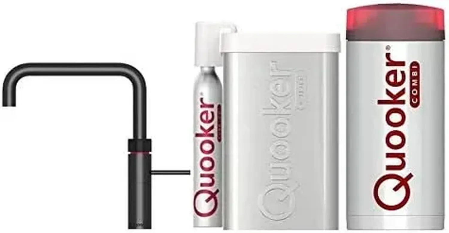 Quooker Combi+ und Cube Schwarz Sofort-Kochend-Wasserhahn-Set
