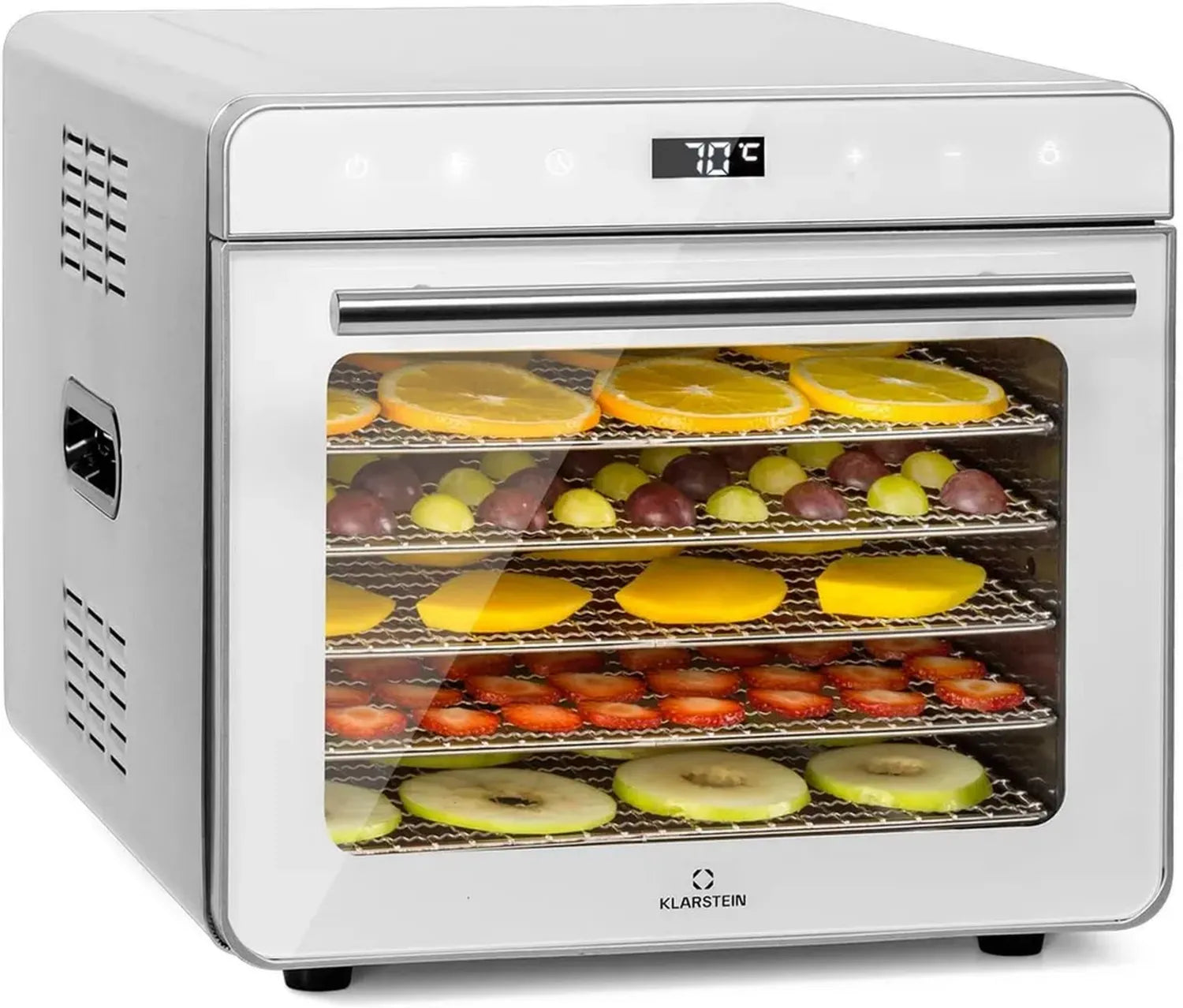 Klarstein Edelstahl Dörrautomat mit 6 Metallgittern, 24H Timer & Touch-Display, 700W