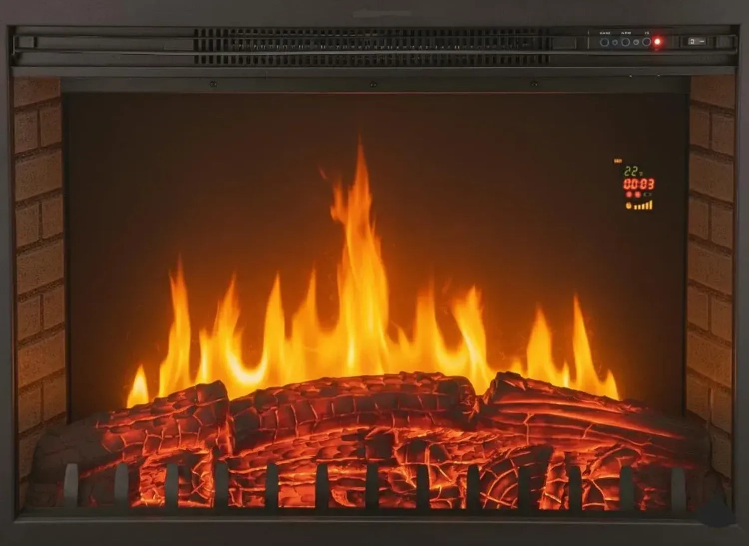 Elektrischer Kaminofen XL mit LED-Flammeneffekt und Fernbedienung, 2000W, Schwarz, 76x23x54cm