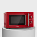 Klarstein Caroline 2-in-1 Retro Mikrowelle mit Grill, 20L, 700/1000W, Edelstahl, Rot