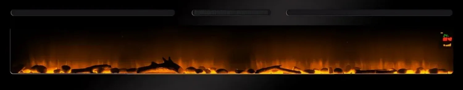CHEMIN'ARTE Elektrokamin Elysee Infinity 228cm | Wand- und Einbaukamin mit realistischem Flammeneffekt | 2000W elektrische Heizung mit Fernbedienung, Timer & Thermostat | Schwarz