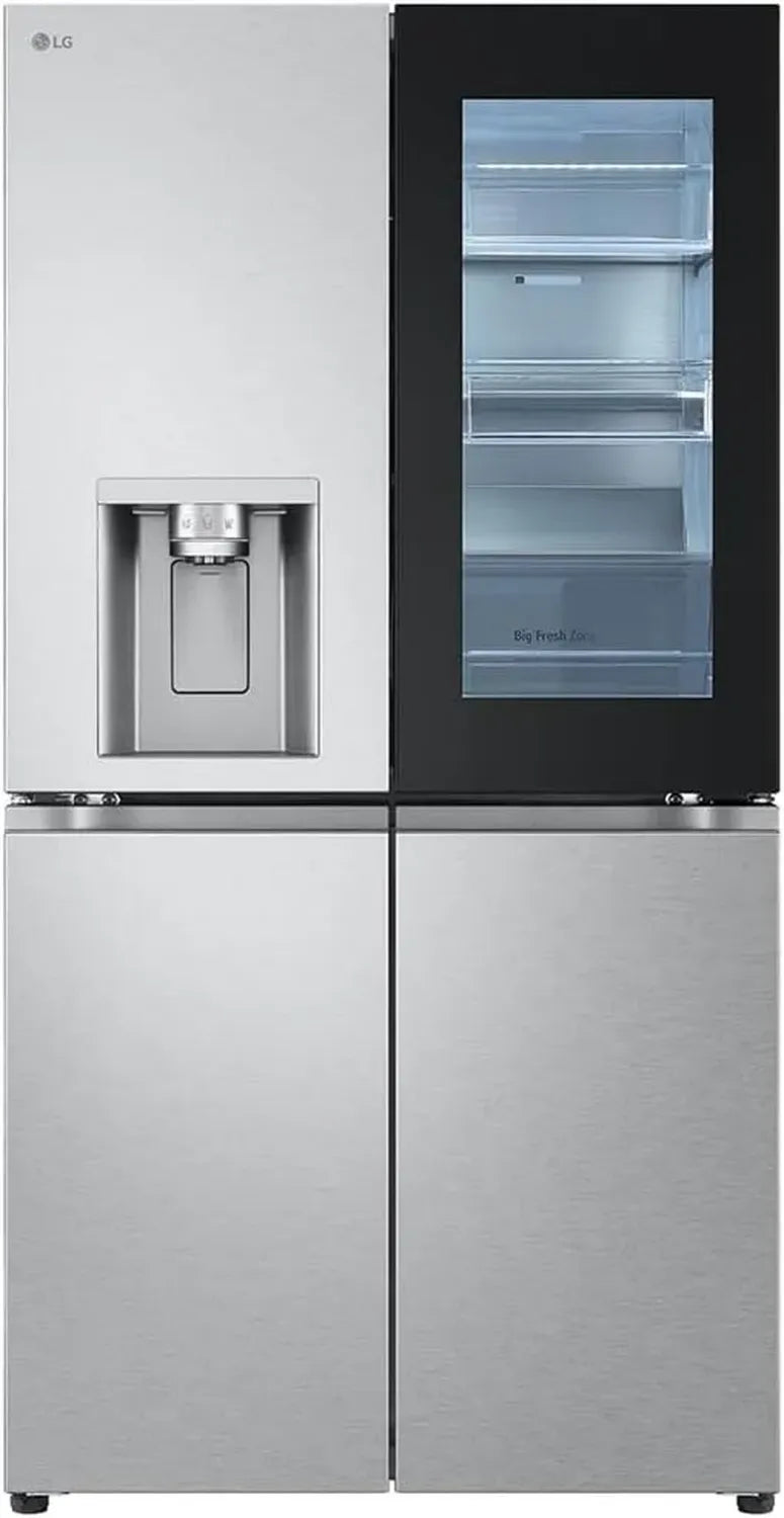 LG InstaView Multi-Door Kühlschrank, 638 L, Side-by-Side, Wasserspender mit Festwasseranschluss, NoFrost, 91,4 cm, Silber