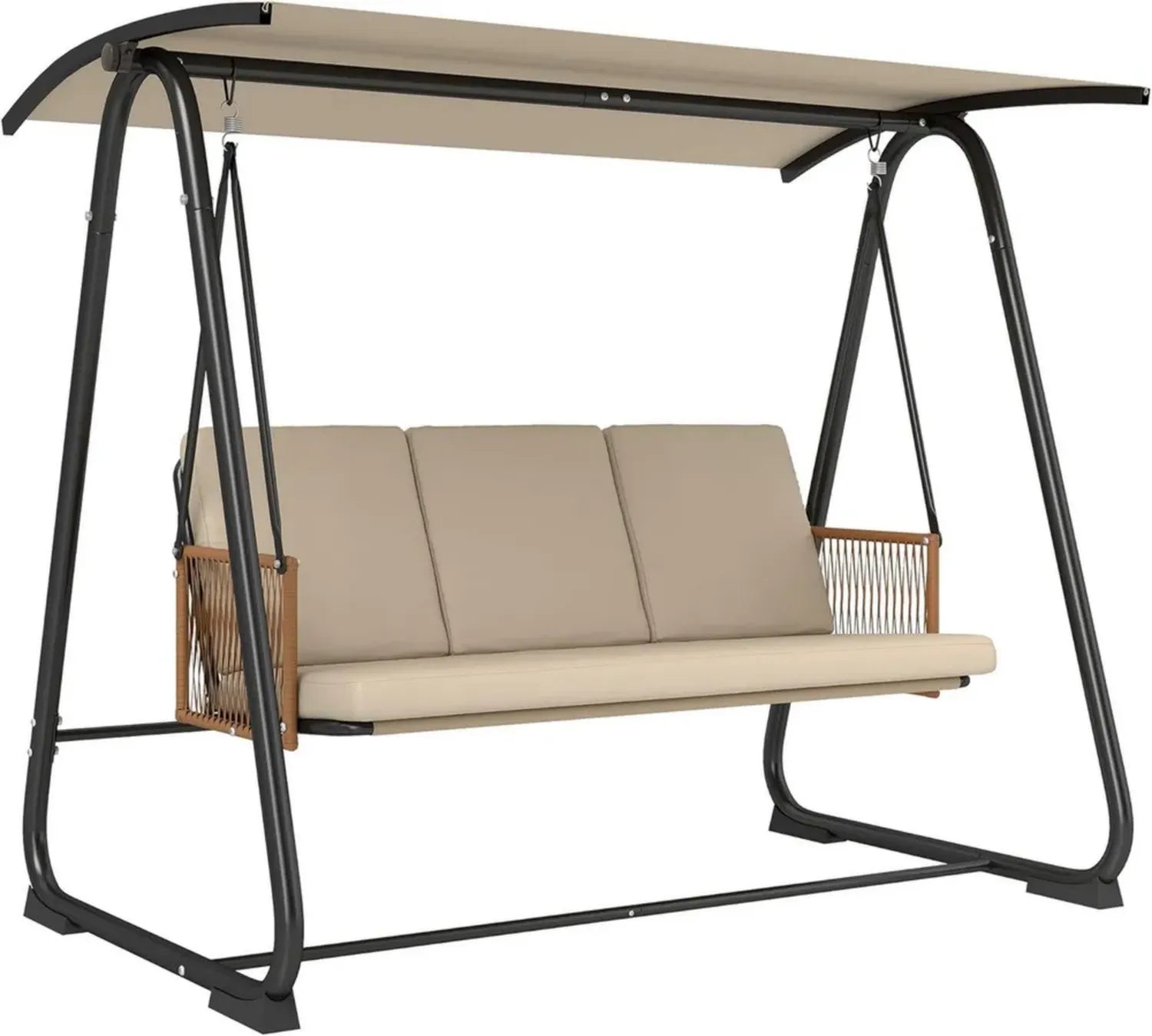 Outsunny 3-Sitzer Gartenschaukel mit UV-Schutz, abnehmbarer Sitzauflage und Rattan-Armlehnen