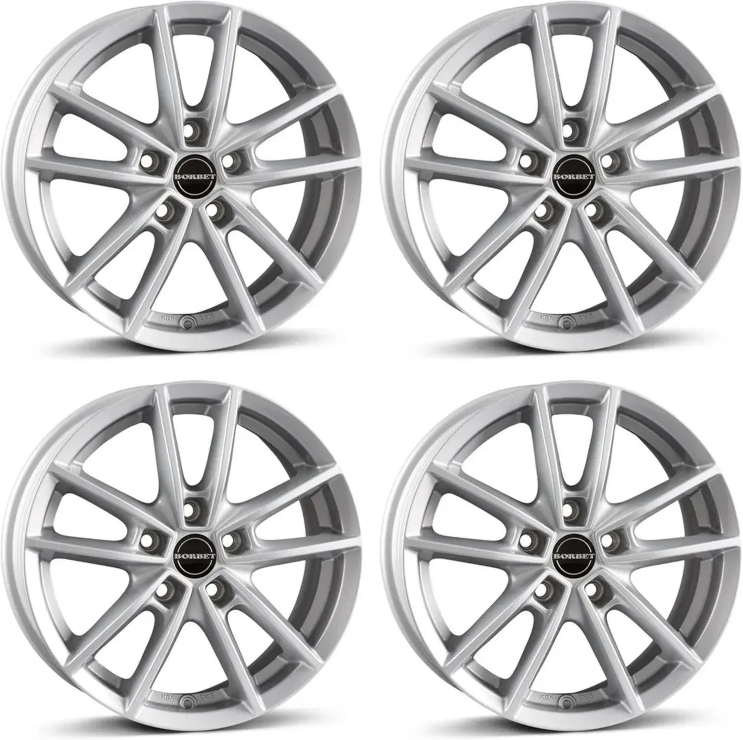 Borbet 16 Zoll Alufelgen 6.5x16 ET48 5x112 für Audi A3 in Kristallsilber, 4 Stück