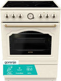 Gorenje Classico Elektroherd 60cm, Retro Design, 71L Volumen, Glaskeramikfeld, sanftes Schließen, Schnellaufheizung, AirFry, ExtraSteam, Pizzamodus, AquaClean, Champagnerfarbe