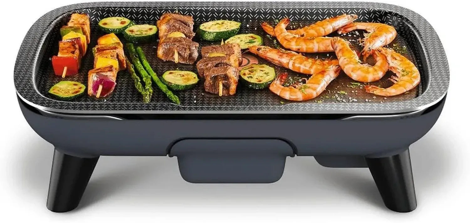 Tefal Elektrischer Grill, Antihaft, Thermo-Spot, Abnehmbare spülmaschinenfeste Platte, Einstellbarer Thermostat, Schwarz