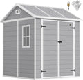 Outsunny Geräteschuppen aus Kunststoff mit Satteldach und Fenster, 2,91m², wetterfest, grau