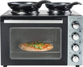Bestron AOV31CP Mini-Backofen mit Doppelkochplatte und Umluft bis 230°C, 3200W, Schwarz