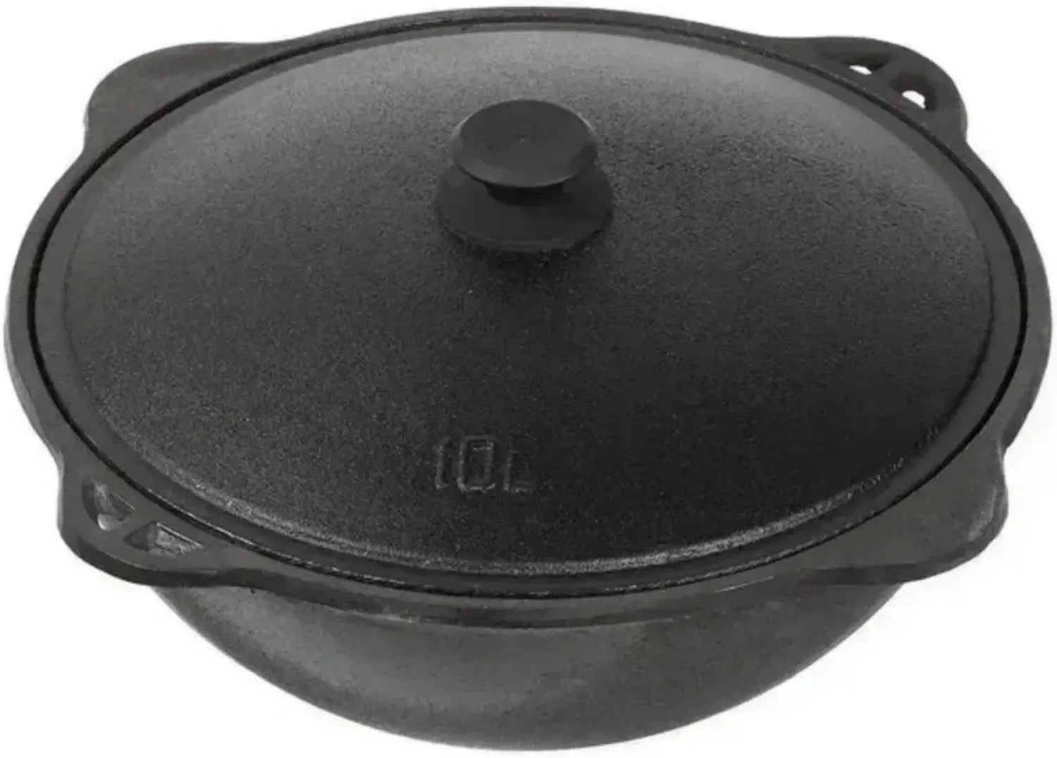 Gusseiserner Dutch Oven Topf 10 l mit Aluminiumdeckel – Usbekischer Kasan für Camping