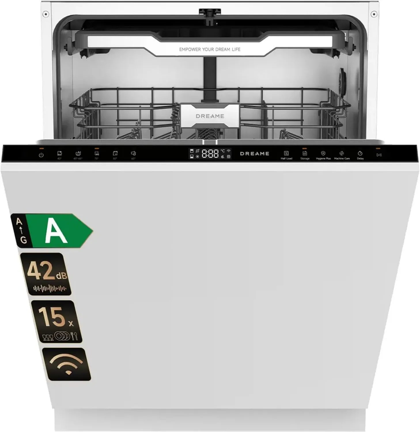 DZ60 Pro 60 cm Vollintegrierter Geschirrspüler, 15 Maßgedecke, App-Steuerung, FlexWing Sprüharm, Klopfsensor Tür, 75°C Hochtemperatur, Dual-Trocknung
