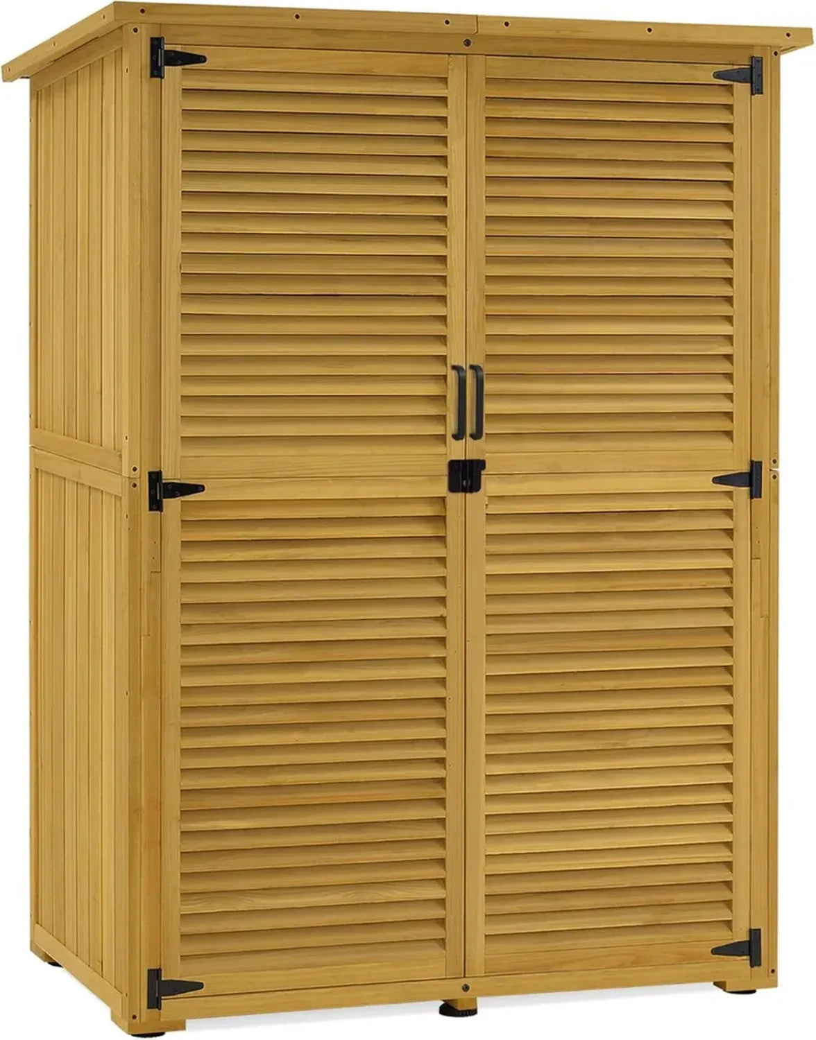 Wetterfester MCombo Holz-Gartenschrank für Balkon und Terrasse, 59x127x168 cm, Natur