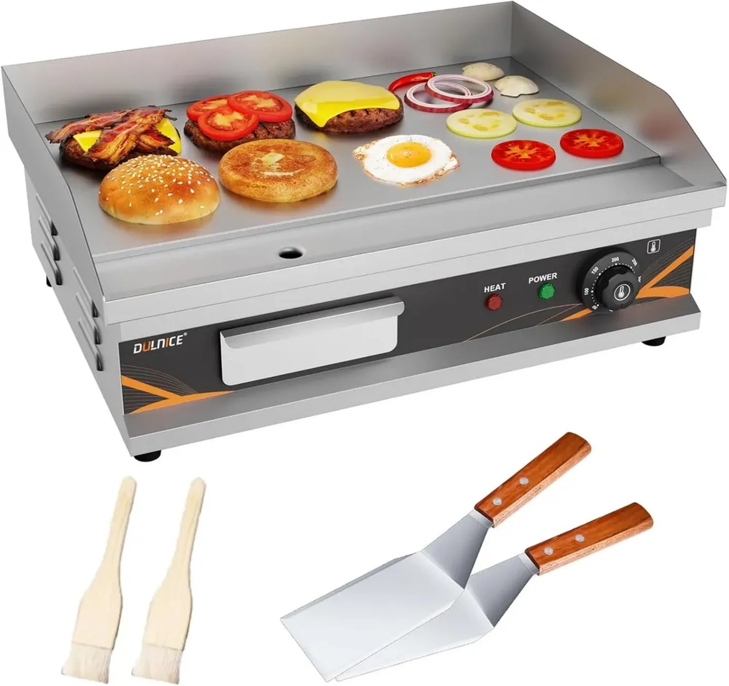Elektrische Grillplatte 3000W, Edelstahl 54x40cm, 50-300°C, Teppanyaki für Zuhause und Restaurant