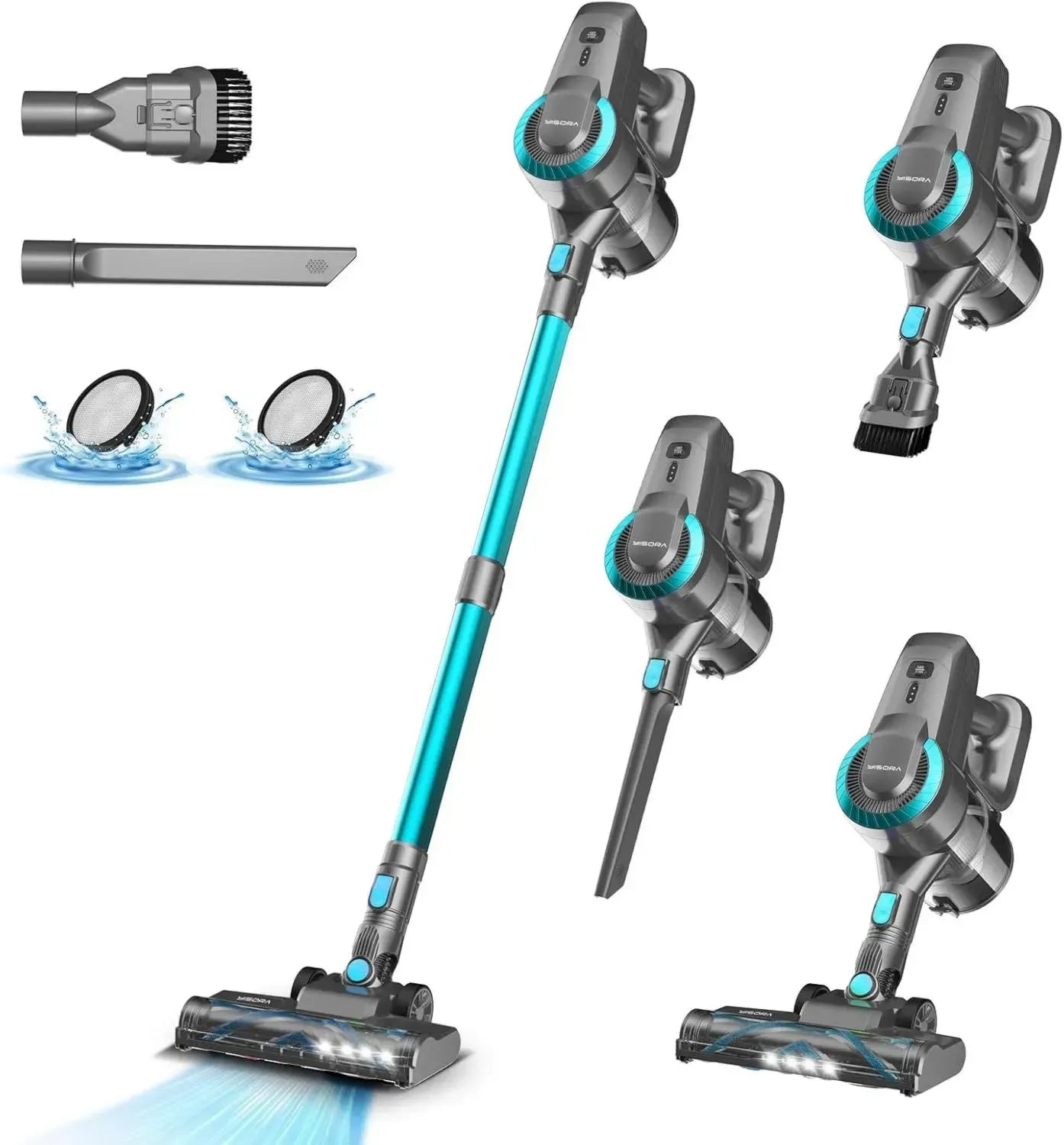 Kabelloser Staubsauger mit 28000Pa Saugleistung, 55 Min Laufzeit, Anti-Tangle-Bürste, selbststehend und ultraleicht, ideal für Teppiche, Hartböden und Tierhaare