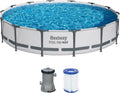Bestway Stahlrahmen-Pool-Set Ø 427 x 84 cm mit Filterpumpe, grau, rund