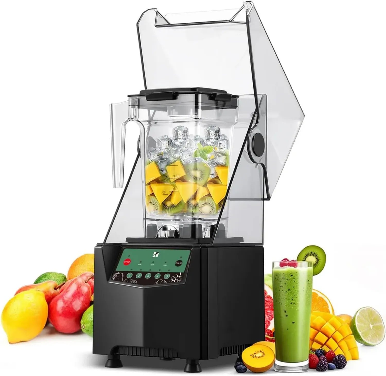 Leistungsstarker Standmixer mit Schallschutz, 2 l, 1000 W, ideal für Eis und Smoothies