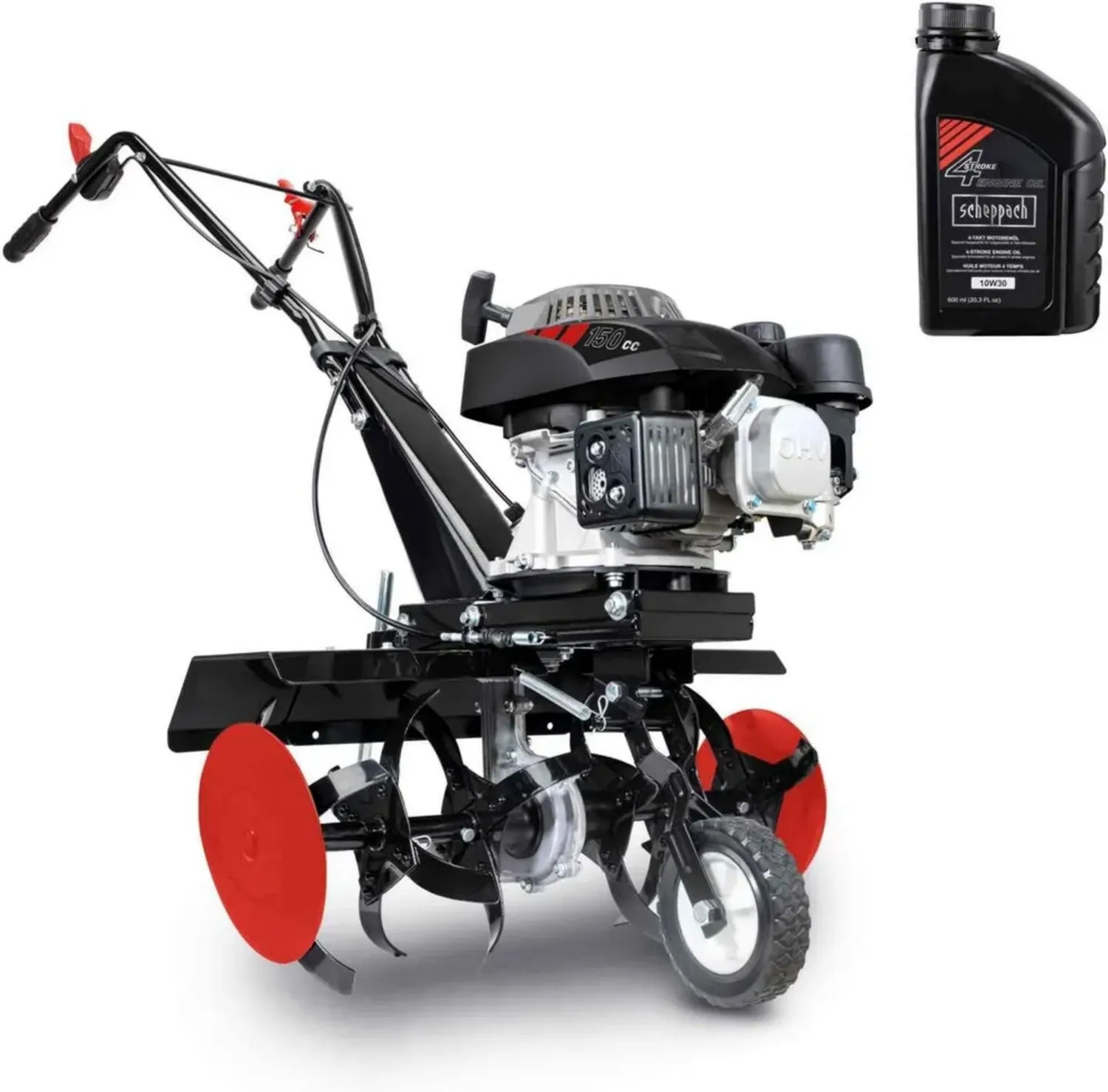 Scheppach Benzin Motorhacke MTP560 mit 3,7 PS, 4-Takt Motor, 24 Stahlmesser, 360-560mm Arbeitsbreite