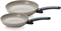 Fissler Ceratal Evo Classic Keramikpfannen-Set, 2-teilig, Warmgrau, Ohne PFAS/PTFE, Induktionsgeeignet, Hergestellt in Deutschland