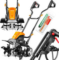 Elektrische Gartenfräse 1500W | 40cm Breit, 20cm Tief | Faltbarer Griff, Metallgehäuse | Inklusive Transporträder | Orange