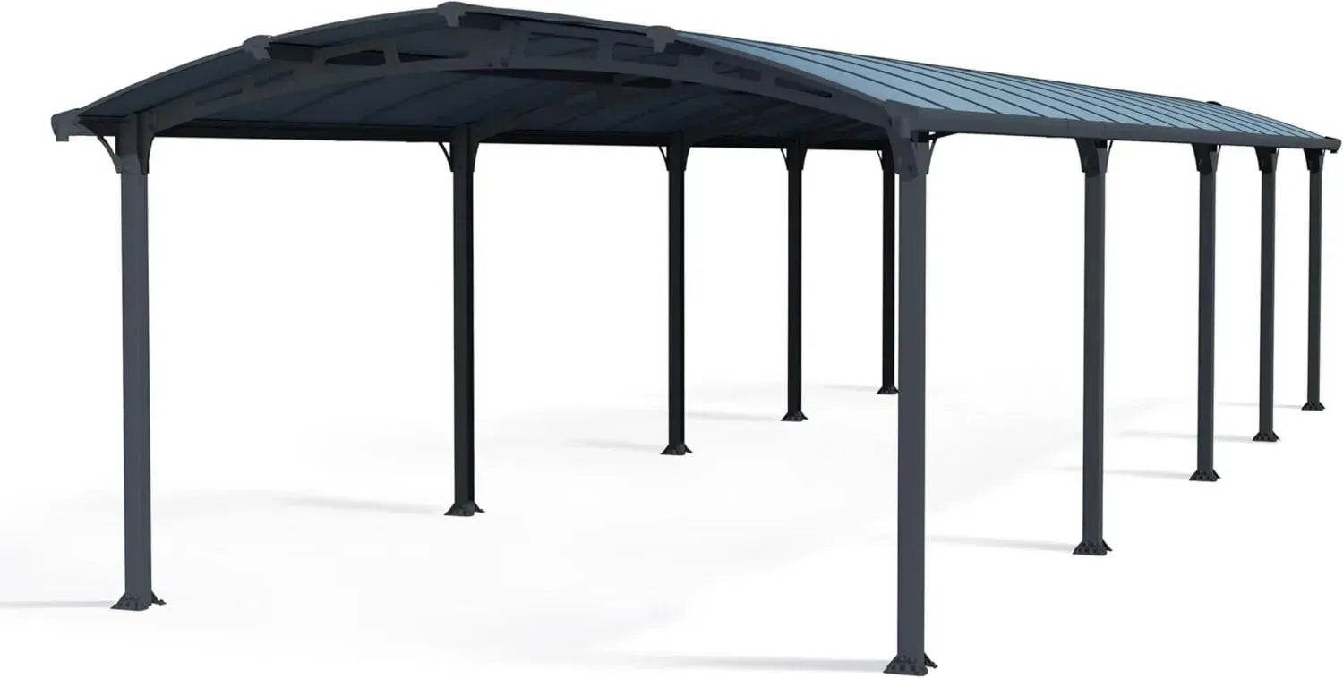 Aluminium Carport Arcadia 10600 - 10,5x3,5m, Robuste Überdachung für Autos, Einfache Montage, 10 Jahre Garantie, Anthrazit mit Regenrinne