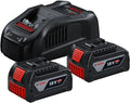 Bosch Profi 18V Akkuset: 2x 5.0Ah Akkus mit Schnellladegerät