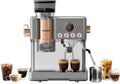 Tjean Barista Senso 3-in-1 Espressomaschine mit Doppelkessel, integriertem Mahlwerk und Milchaufschäumer, 20 Bar Druck, 2,8L Tank, Grau-Gold