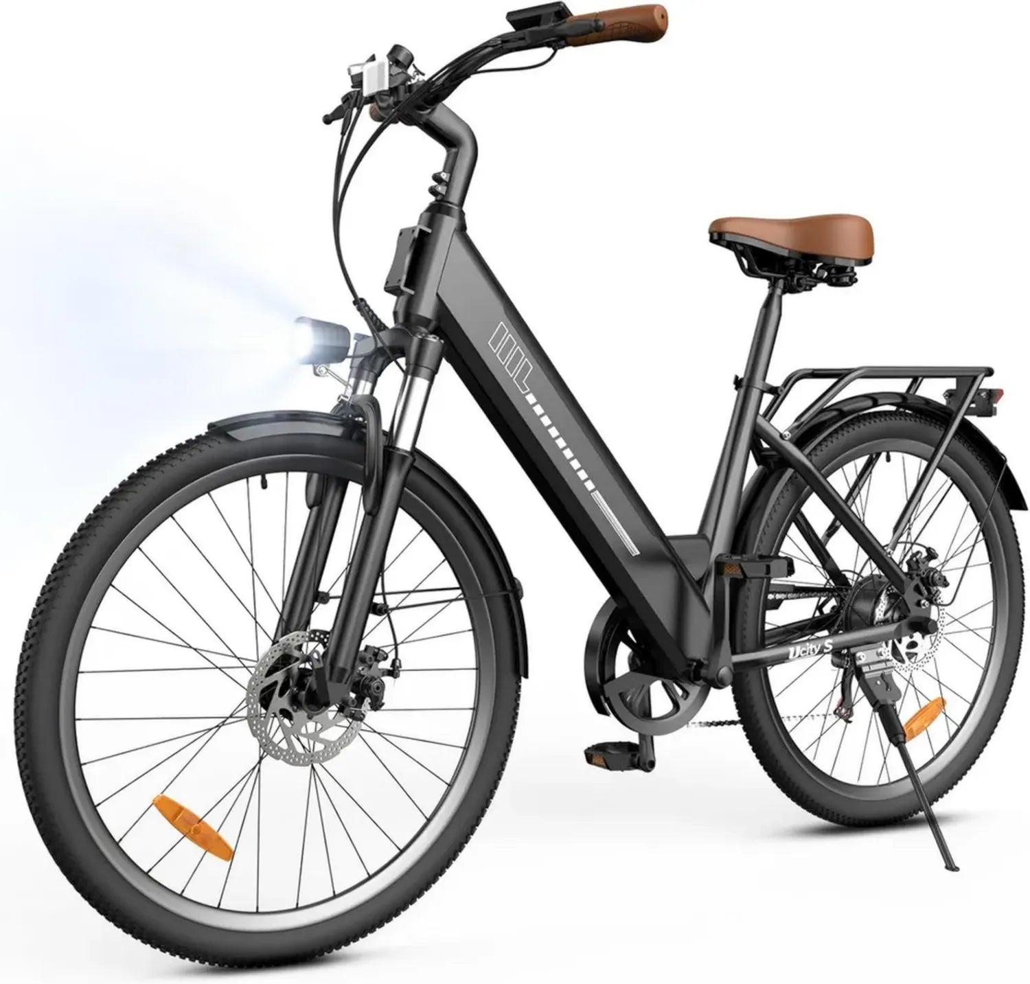 Erwachsenen-Elektrofahrrad 250W, 26 Zoll Stadtfahrrad, 55 Meilen Reichweite, 25 km/h, 7-Gang, Stoßdämpfer
