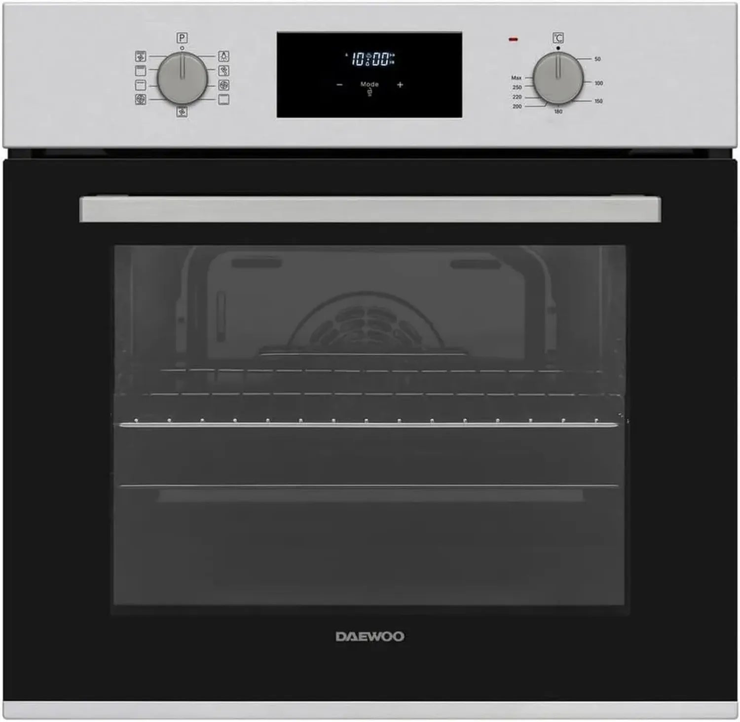 Daewoo Einbau-Backofen mit Heißluft und AntiFingerPrint, 9 Programme inklusive Pizza-Modus, LED-Anzeige, 60cm, 69l