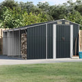 SECOLI Metall Gerätehaus mit Holzlager, wetterfeste Fahrradgarage 277 x 365,5 x 179 cm, anthrazit