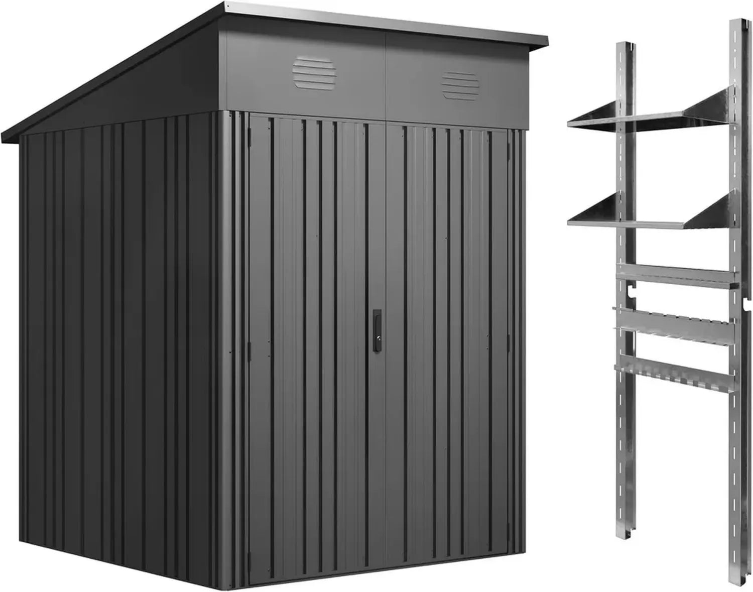 Hoggar Gartenhaus Pioneer Y30 – Inklusive Regale und Halterungen – Einfache Montage – Doppeltür mit Schloss – Robustes Design – Maße: 162 x 174 x 207 cm